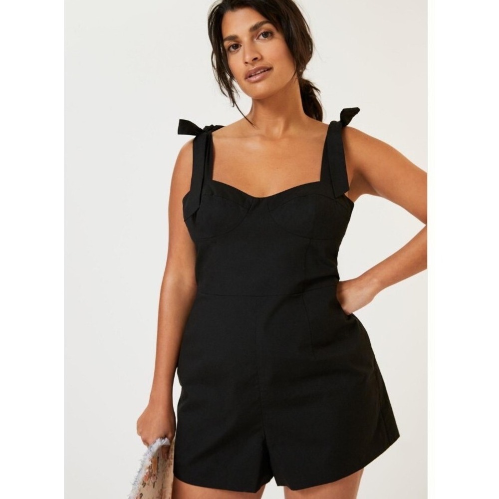Hutch anthro Cotton Tie Shoulder Sweetheart Neckline Romper Jumpsuit boho beach
